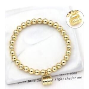 Fashion Bracelet Beads Gold Color Stretchy wrist fit from 5” to 8”